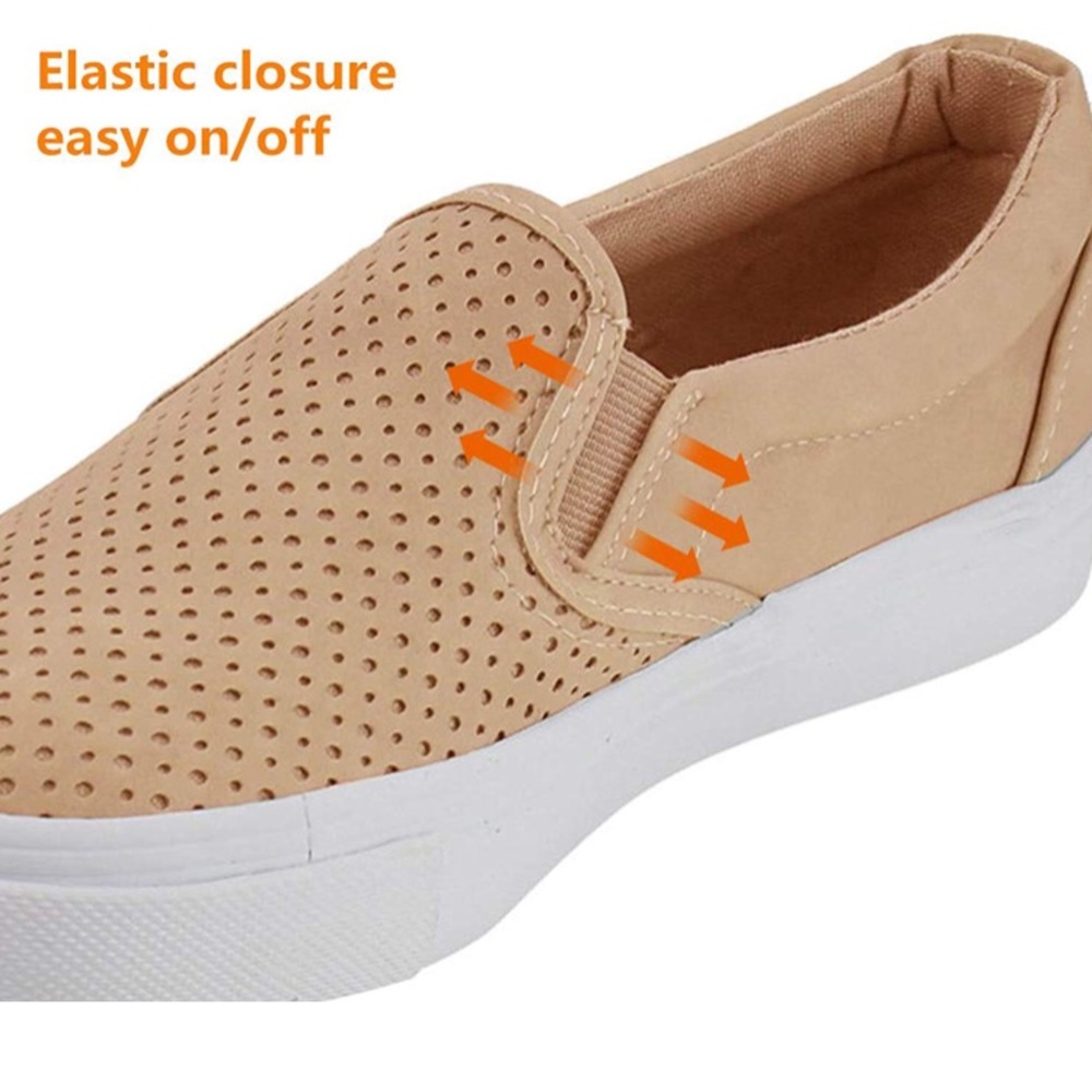 Hollow Loafer Canvas Flats Shoes-Camel - Picture 4 of 7